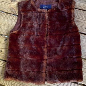 Catherine Stewart Women's Vest Size Small Brown Soft Faux Fur Made in USA